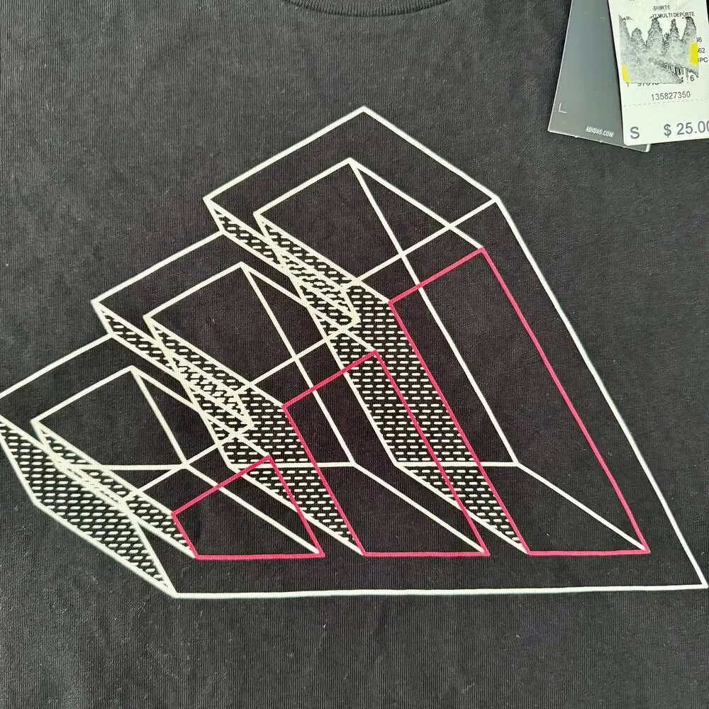 adidas Logo Tech Outline Graphic Tshirt Mens Small NEW JJ3866 black